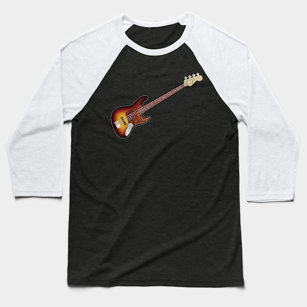 Vintage Faded Tobacco Sunburst Electric J-Bass Baseball T-Shirt by Vector Deluxe